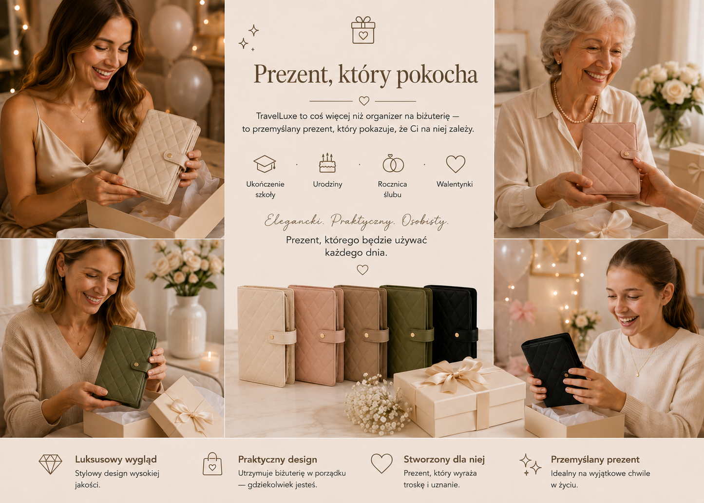 TravelLuxe – Pudełko do przechowywania biżuterii na co dzień i w podróży