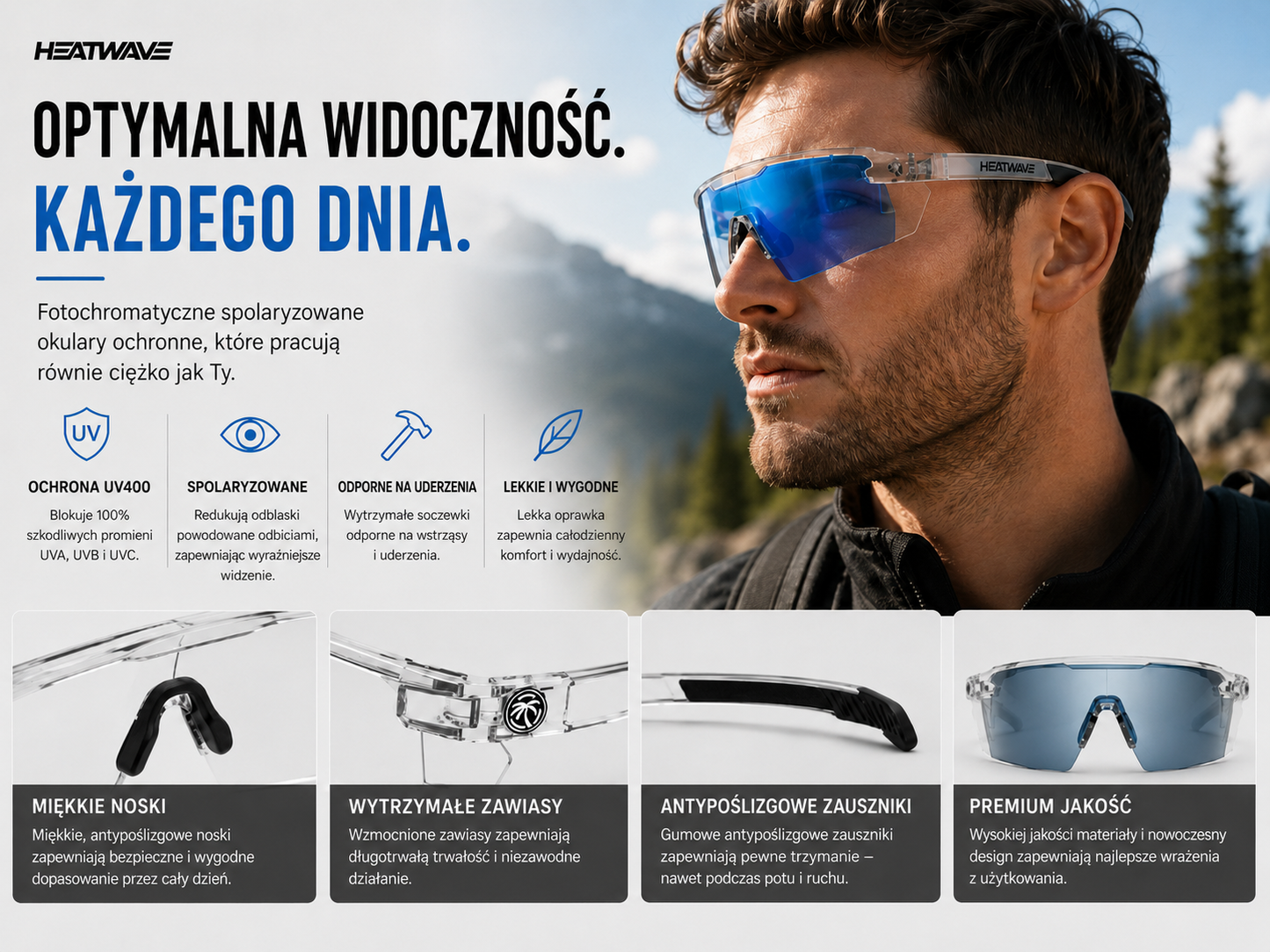 Okulary przeciwsłoneczne z adaptacyjnymi soczewkami