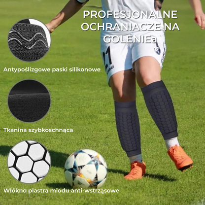ProShield - Ochraniacze na nogi do piłki nożnej – Rękaw kompresyjny z ochroną w technologii plastra miodu dla bezpieczniejszej i płynniejszej gry