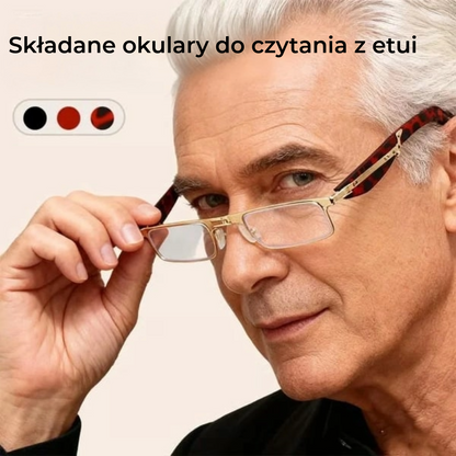 Składane okulary do czytania z filtrem światła niebieskiego i etui