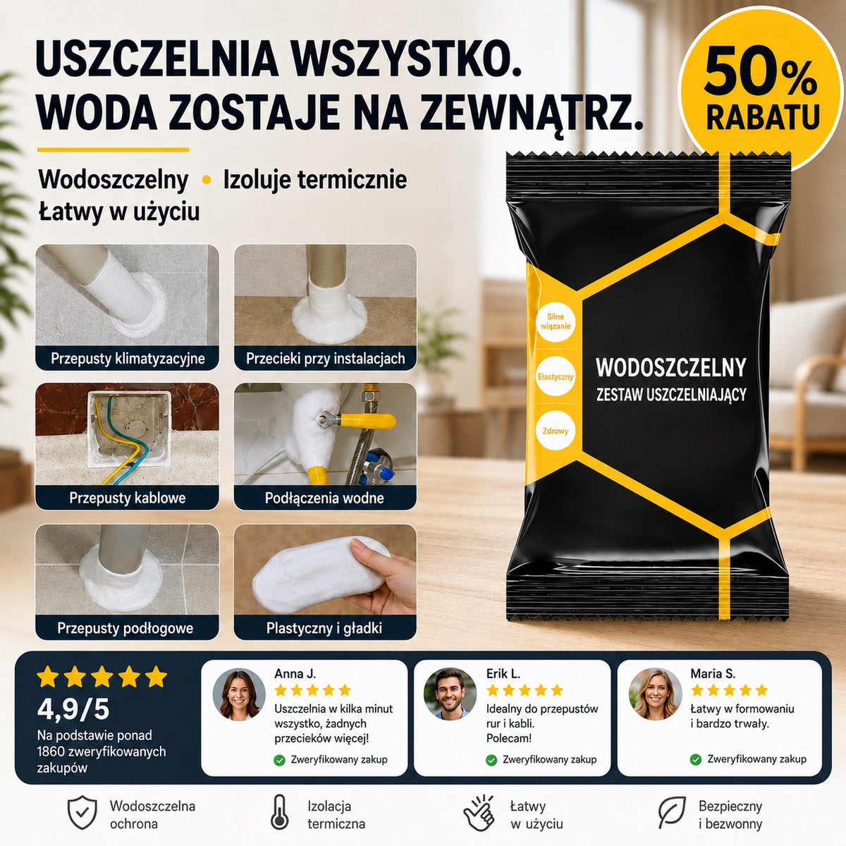 Wodoodporna masa uszczelniająca – Elastyczna, odporna na warunki atmosferyczne i łatwa w aplikacji