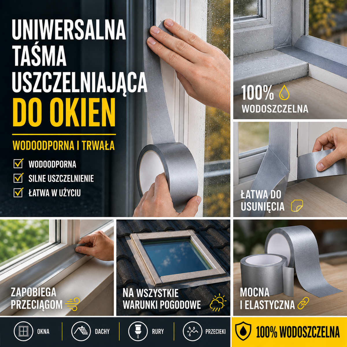 Uniwersalna taśma uszczelniająca – Wodoodporna i trwała