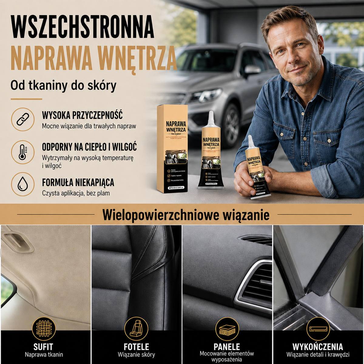 Klej do naprawy podsufitki samochodowej – mocne wiązanie do szybkich napraw wnętrza