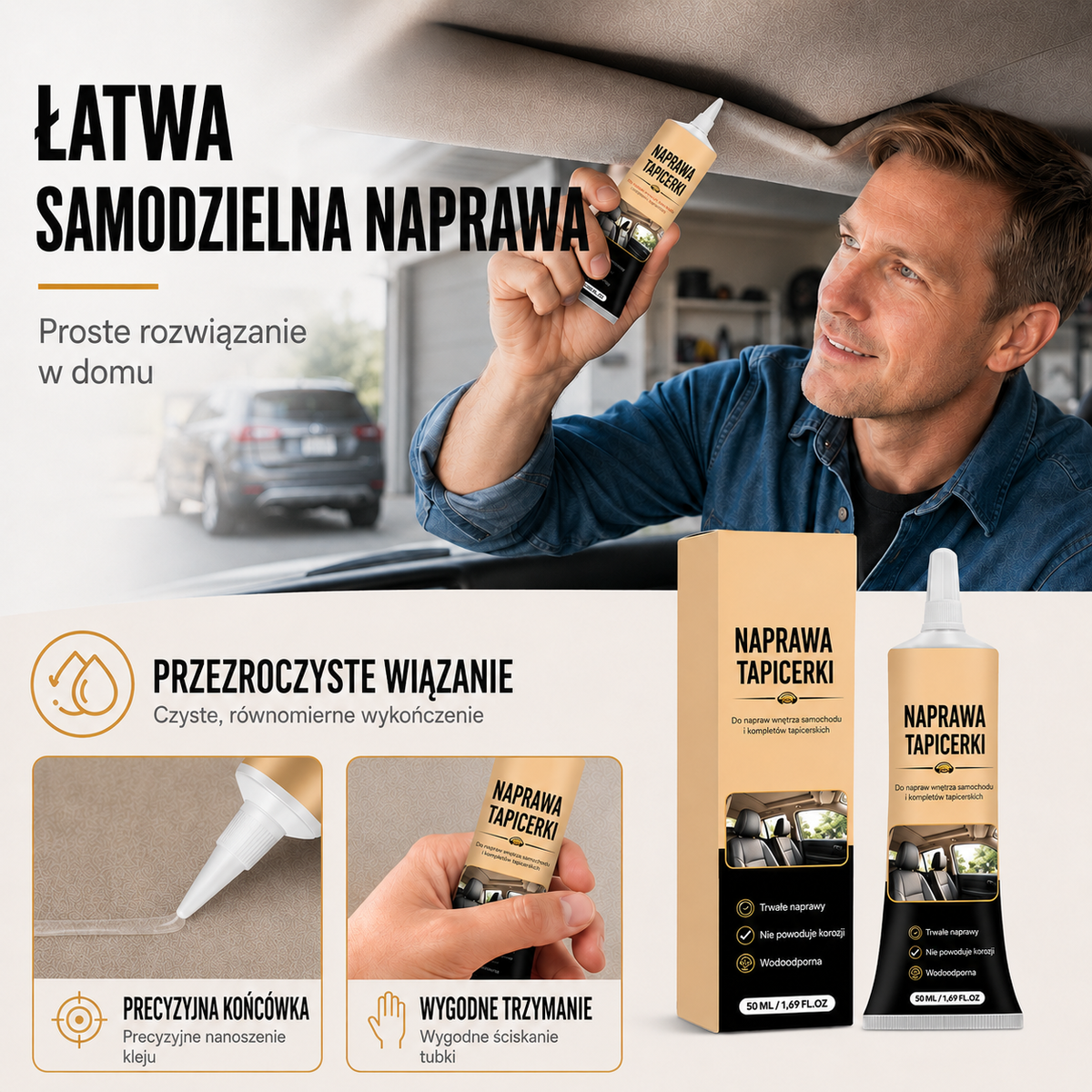 Klej do naprawy podsufitki samochodowej – mocne wiązanie do szybkich napraw wnętrza