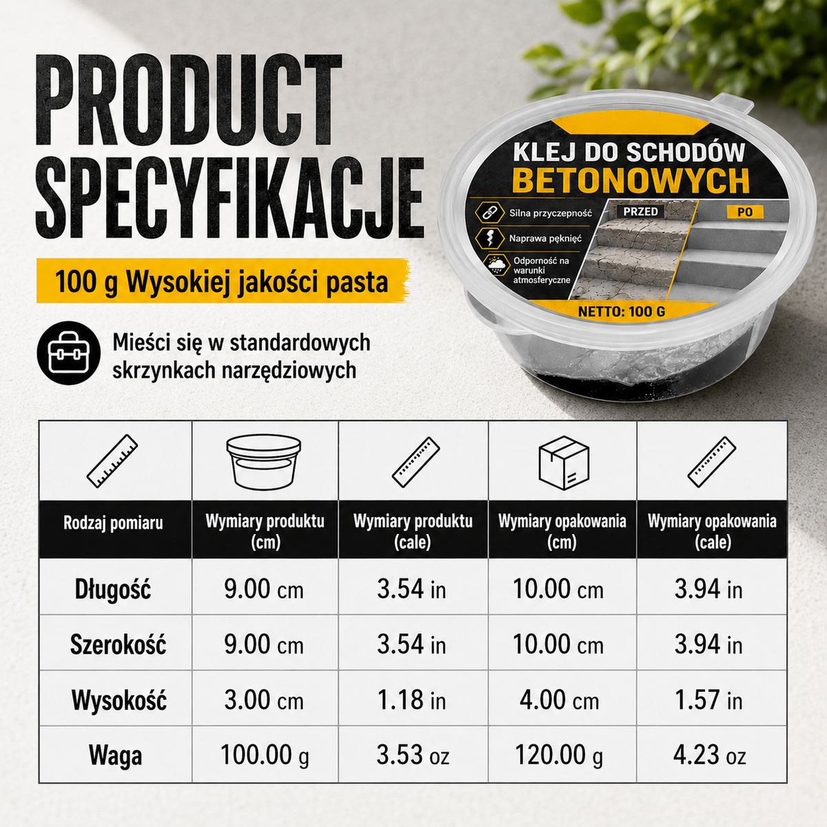 Klej do betonu do naprawy schodów – Idealny do schodów, podjazdów i tarasów