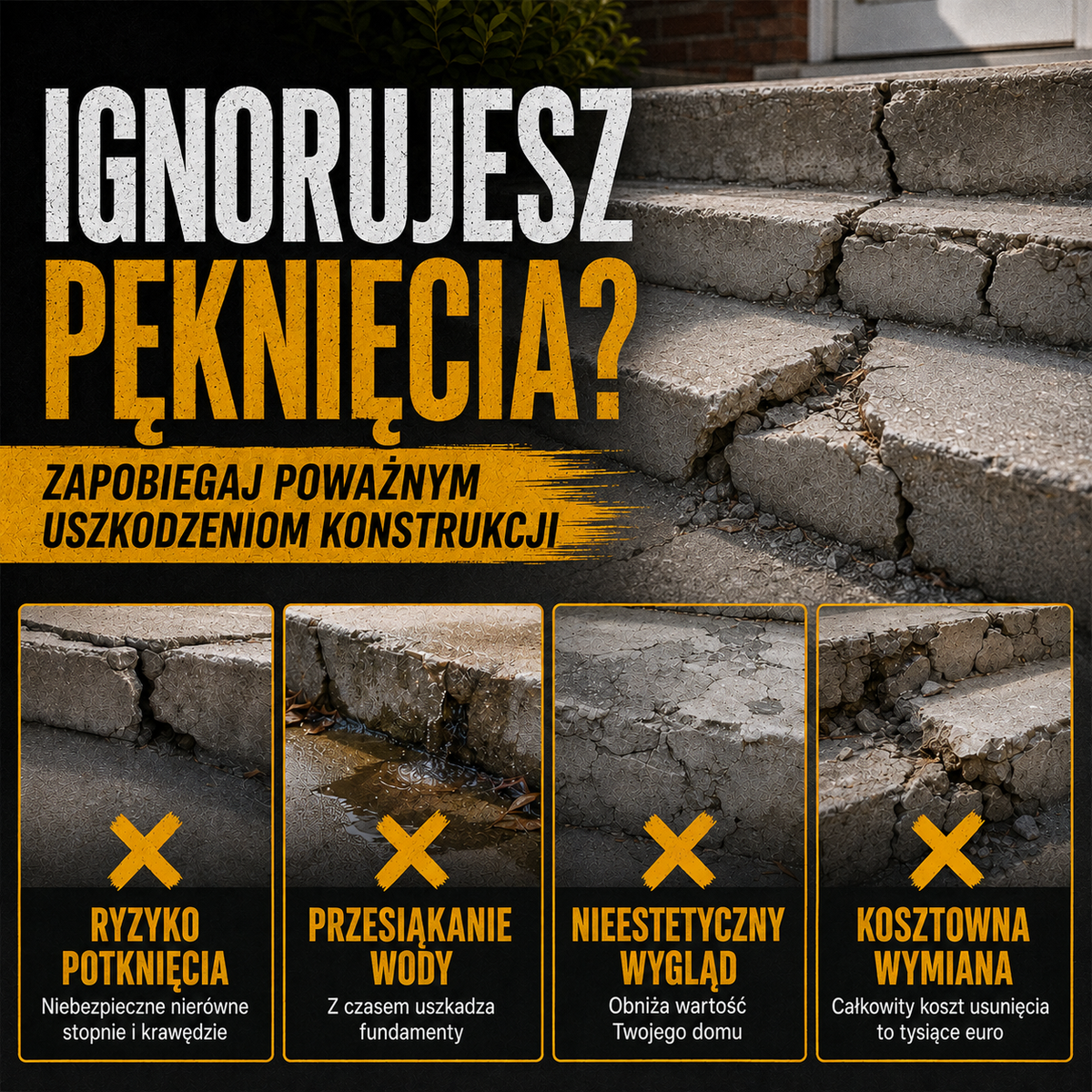 Klej do betonu do naprawy schodów – Idealny do schodów, podjazdów i tarasów