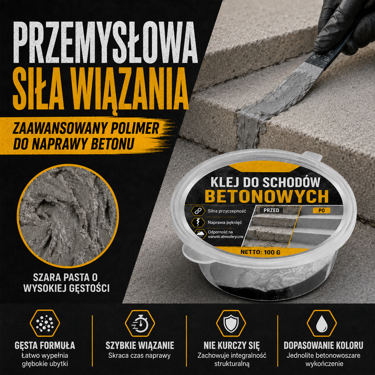 Klej do betonu do naprawy schodów – Idealny do schodów, podjazdów i tarasów