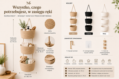 NordicNest – Wiszący kosz do przechowywania