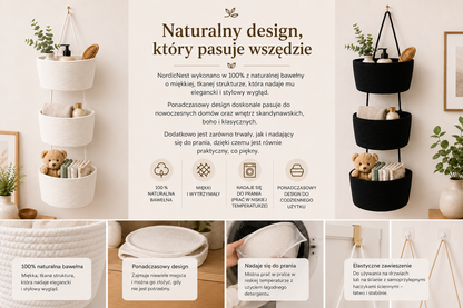 NordicNest – Wiszący kosz do przechowywania