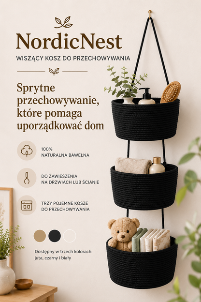 NordicNest – Wiszący kosz do przechowywania