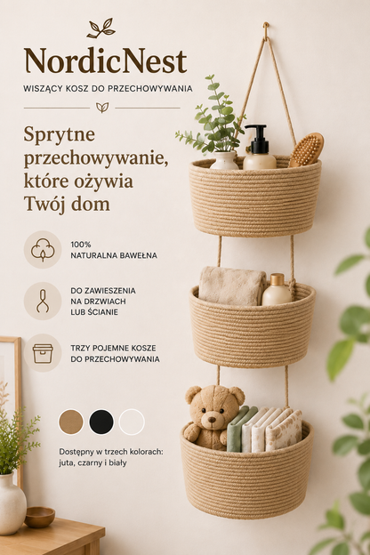 NordicNest – Wiszący kosz do przechowywania