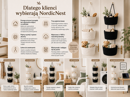 NordicNest – Wiszący kosz do przechowywania