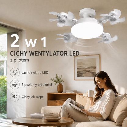 BreezeFlow – Wentylator sufitowy z oświetleniem LED i pilotem