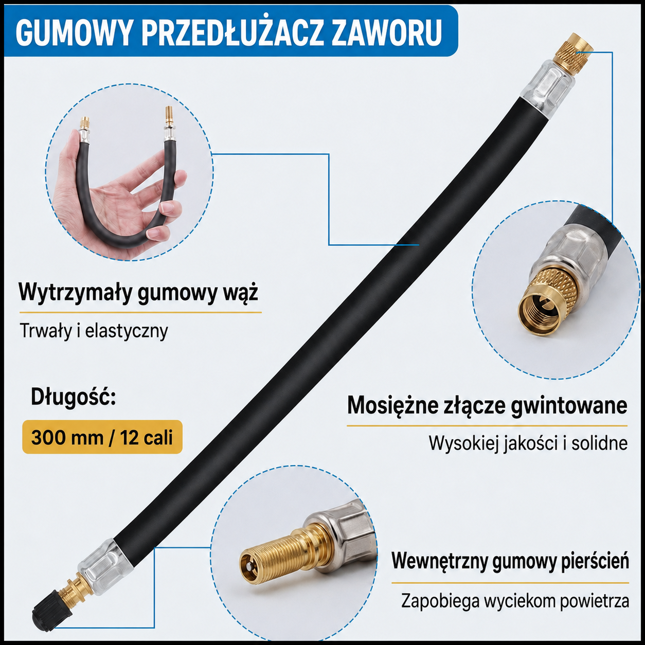 Uniwersalne przedłużenie zaworu