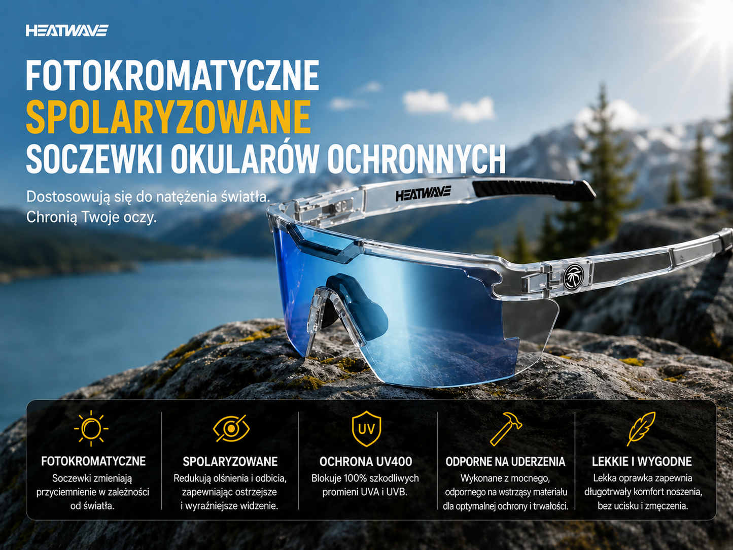 Okulary przeciwsłoneczne z adaptacyjnymi soczewkami