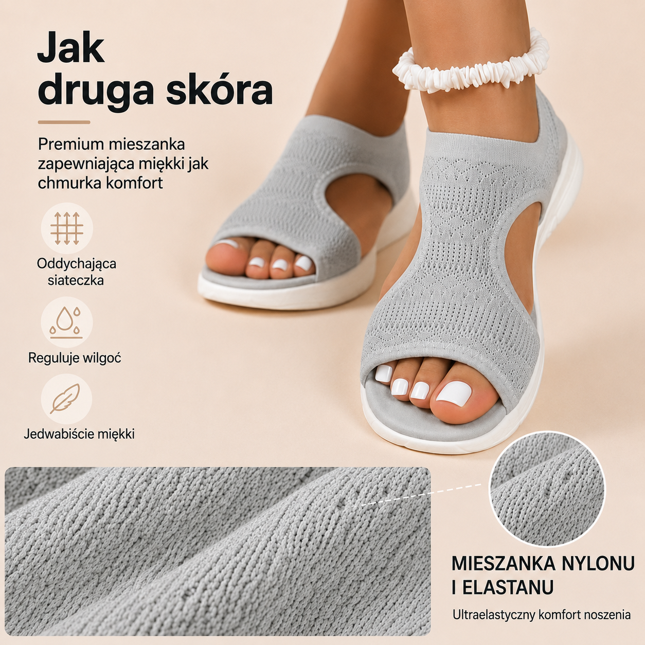 Wygodne, oddychające płaskie sandały