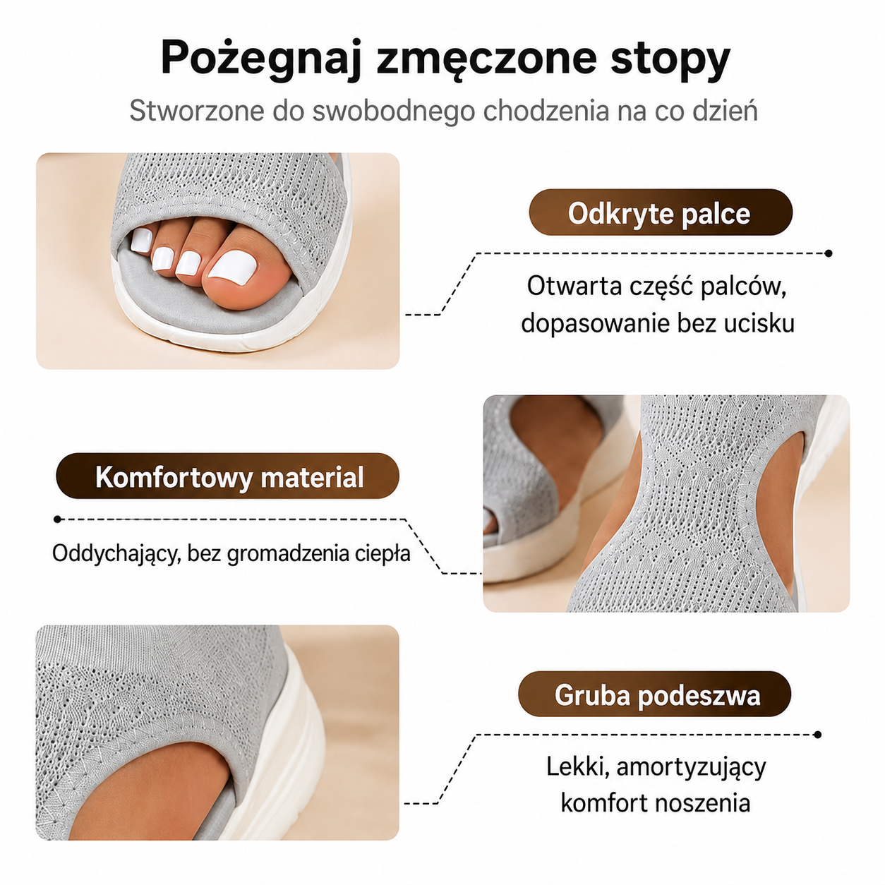 Wygodne, oddychające płaskie sandały