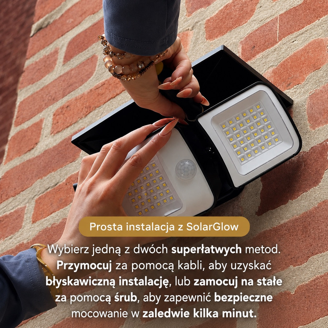 SolarGlow - Zewnętrzna lampa solarna z czujnikami ruchu