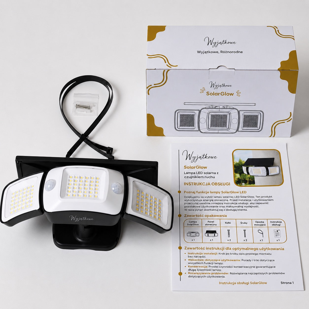 SolarGlow - Zewnętrzna lampa solarna z czujnikami ruchu