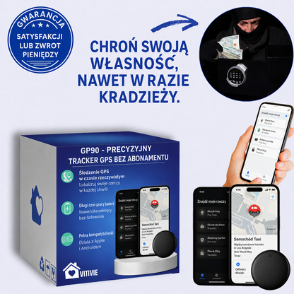 GP90 - Precyzyjny Lokalizator GPS bez Abonamentu (Android/Apple)