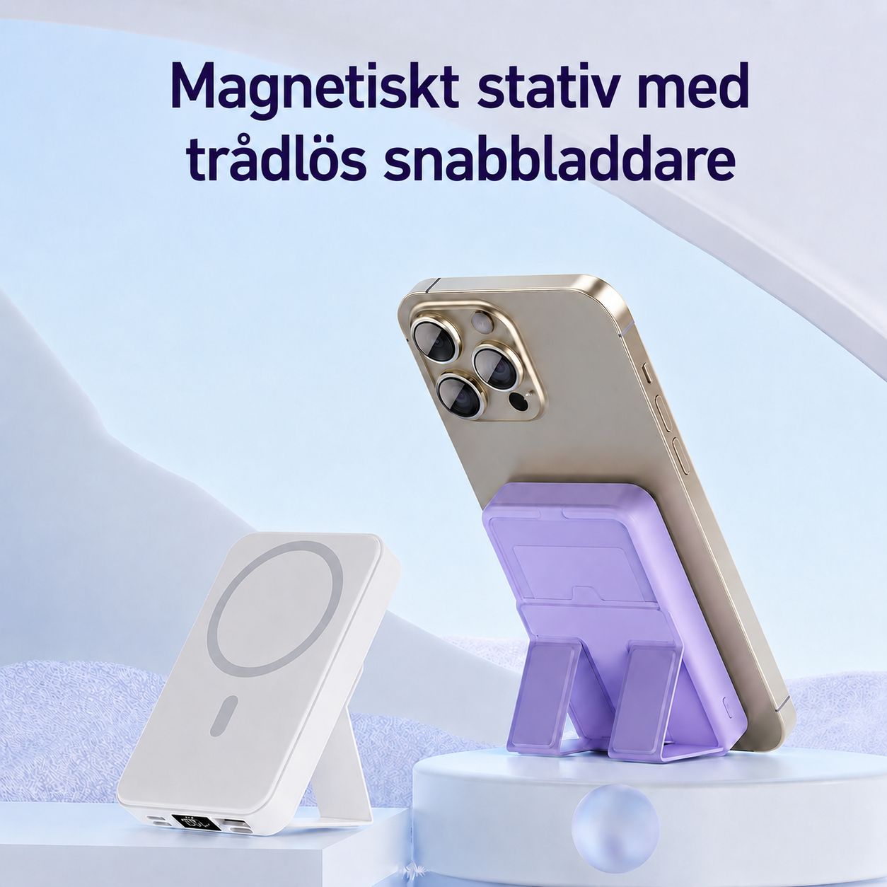 Magnetyczny Bezprzewodowy Powerbank ze Stojakiem