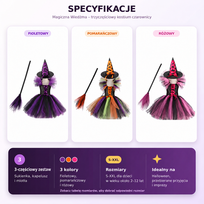 Magiczna Wiedźma – Trzyczęściowy kostium wiedźmy dla dzieci