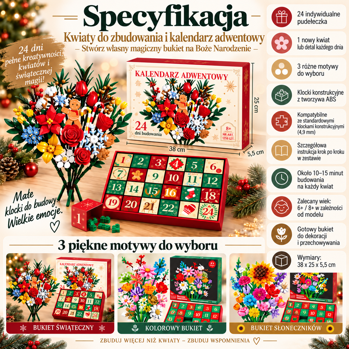 Kalendarz adwentowy Bukiet Kwiatów – Stwórz własny magiczny bukiet na święta