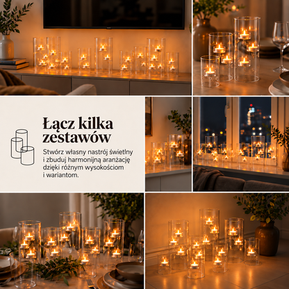 Szklane lampiony na tealighty (3 sztuki)
