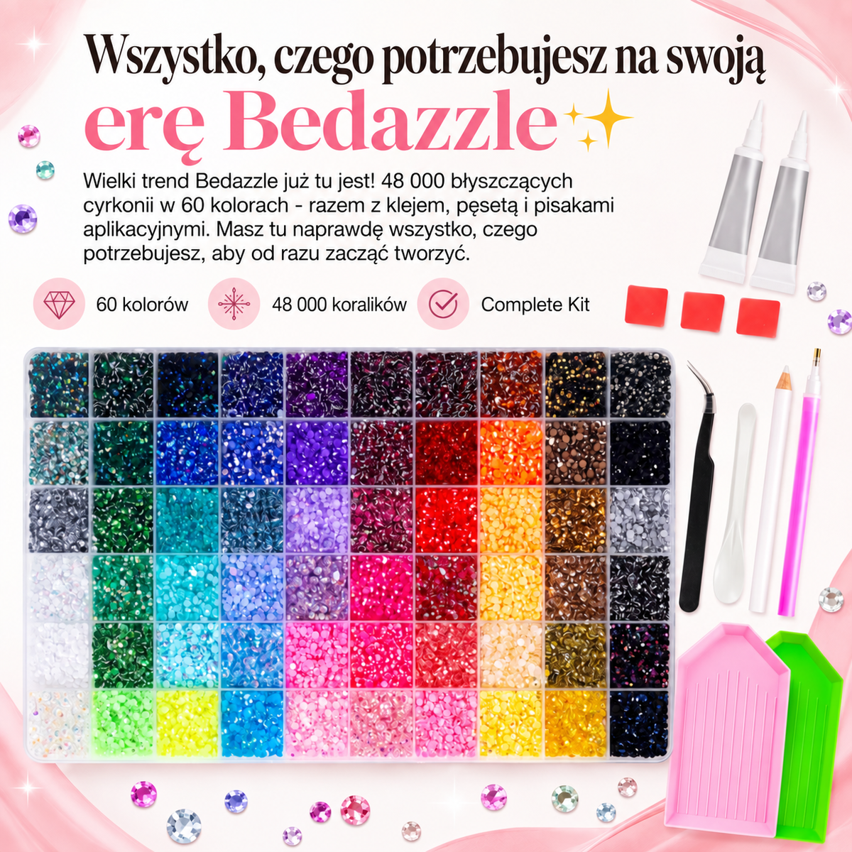 Zestaw Bedazzle – 48 000 cyrkonii w 60 kolorach