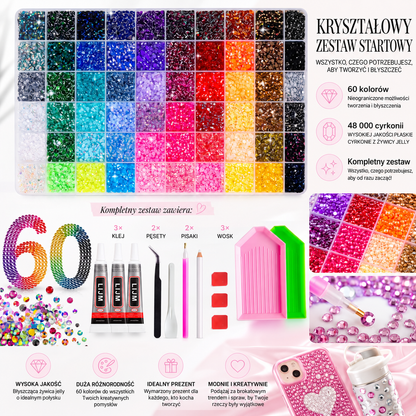 Zestaw Bedazzle – 48 000 cyrkonii w 60 kolorach