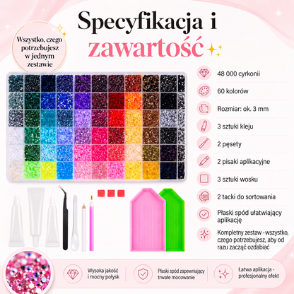 Zestaw Bedazzle – 48 000 cyrkonii w 60 kolorach