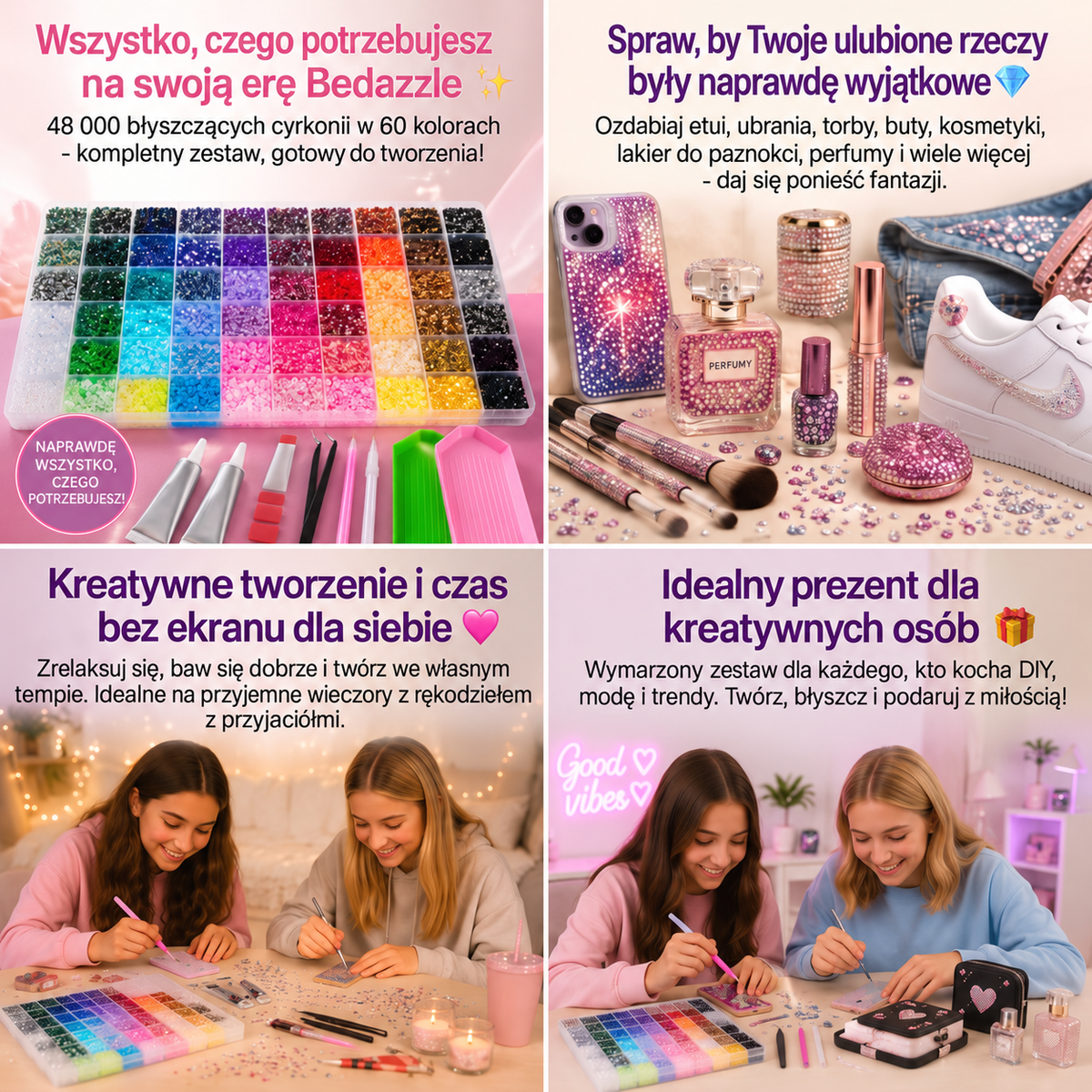 Zestaw Bedazzle – 48 000 cyrkonii w 60 kolorach