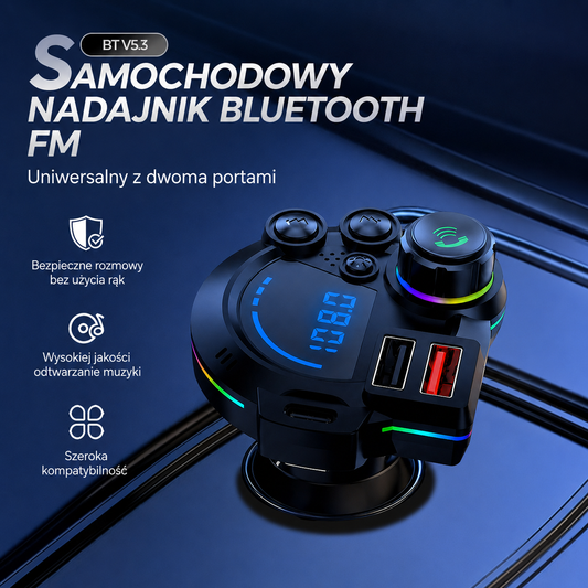 Uniwersalny transmiter FM Bluetooth - Bezprzewodowe przesyłanie muzyki i rozmowy bez użycia rąk