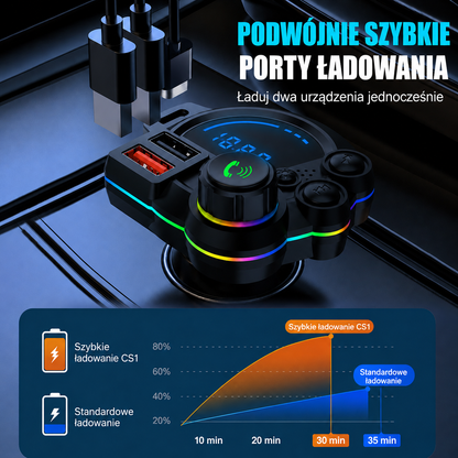 Uniwersalny transmiter FM Bluetooth - Bezprzewodowe przesyłanie muzyki i rozmowy bez użycia rąk