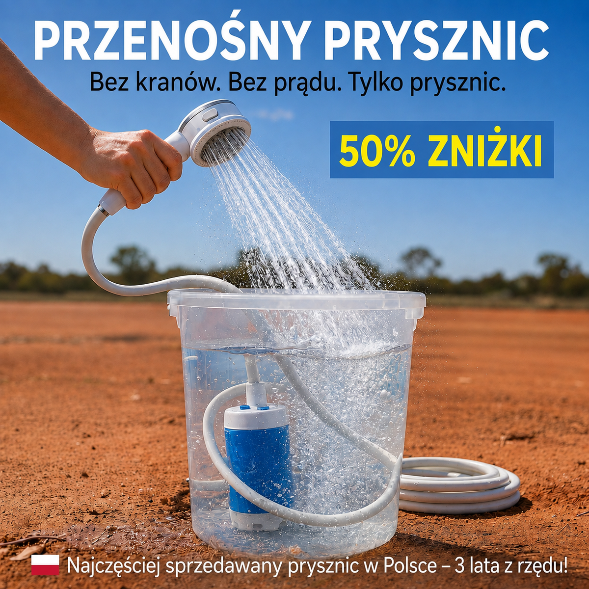 Przenośna pompa wodna: zestaw z wężem i dyszą