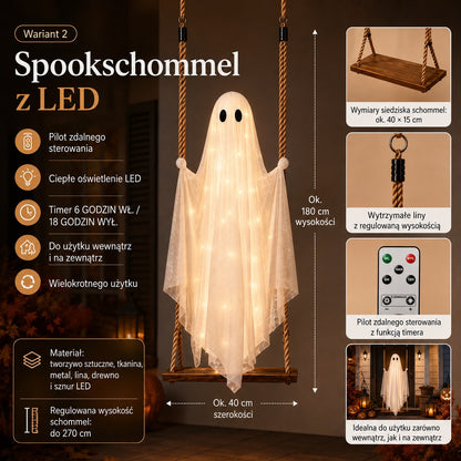 Huśtawka z duchem z oświetleniem LED – tegoroczna nowość na Halloween!