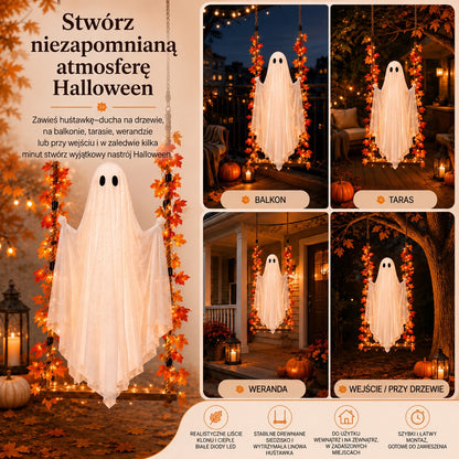 Huśtawka z duchem z oświetleniem LED – tegoroczna nowość na Halloween!