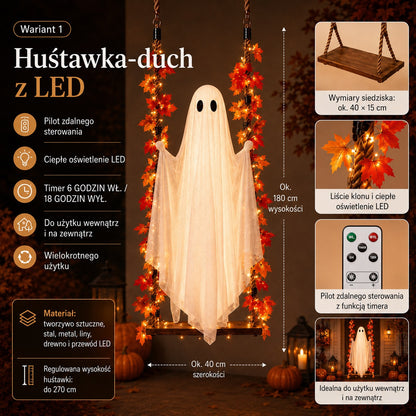 Huśtawka z duchem z oświetleniem LED – tegoroczna nowość na Halloween!