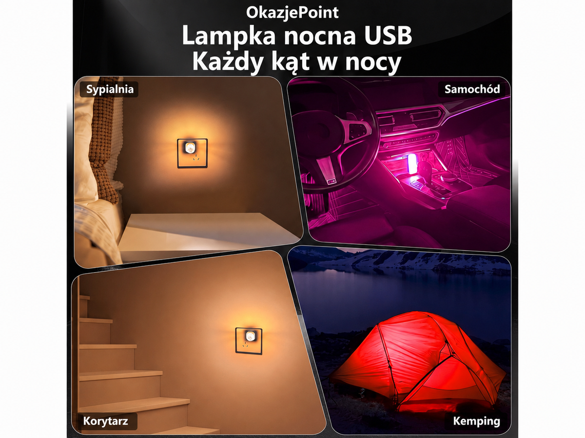 Lampka nocna USB do samochodu