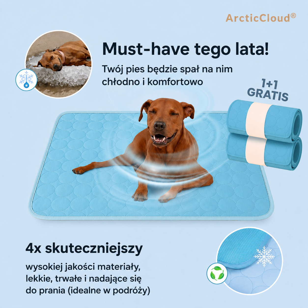 ArcticCloud® – Chłodząca mata dla psa (1+1 GRATIS)