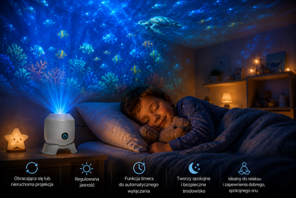 Projektor OceanWave z efektem fal oceanu i obracającymi się diodami LED – Stwórz magiczne wieczory