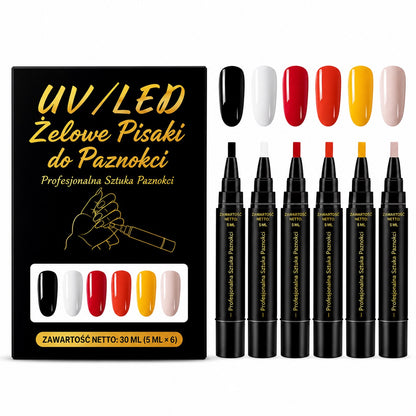 SalonPen – Żelowy lakier w pisaku 3 w 1 do paznokci z lampą UV (zestaw 6 sztuk)