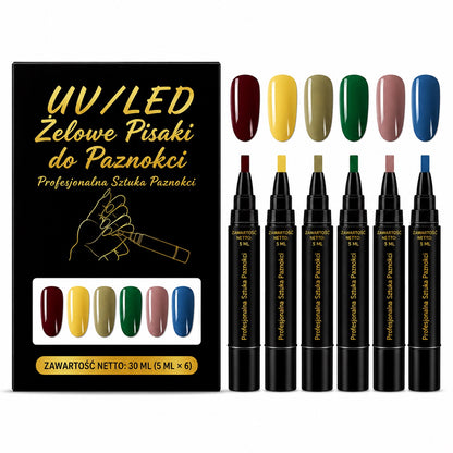 SalonPen – Żelowy lakier w pisaku 3 w 1 do paznokci z lampą UV (zestaw 6 sztuk)