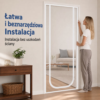 Drzwi z moskitierą na zamek błyskawiczny – wytrzymała siatka odporna na zadrapania, niezawodnie utrzymuje koty i psy wewnątrz lub na zewnątrz, idealna na ciepłe dni i świeże powietrze