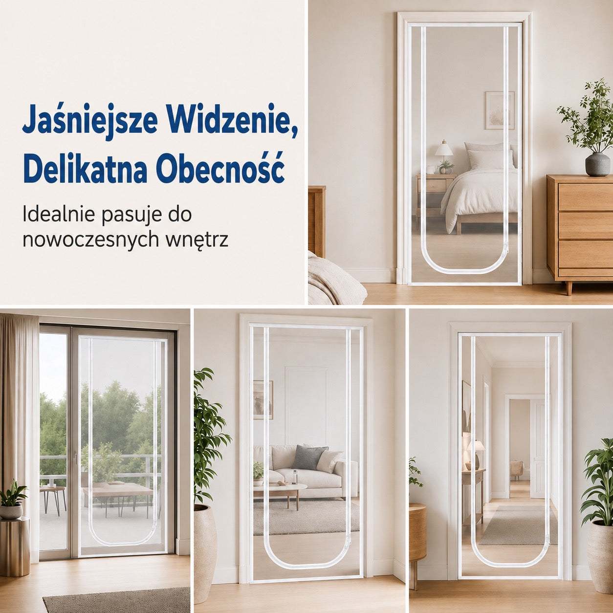 Drzwi z moskitierą na zamek błyskawiczny – wytrzymała siatka odporna na zadrapania, niezawodnie utrzymuje koty i psy wewnątrz lub na zewnątrz, idealna na ciepłe dni i świeże powietrze