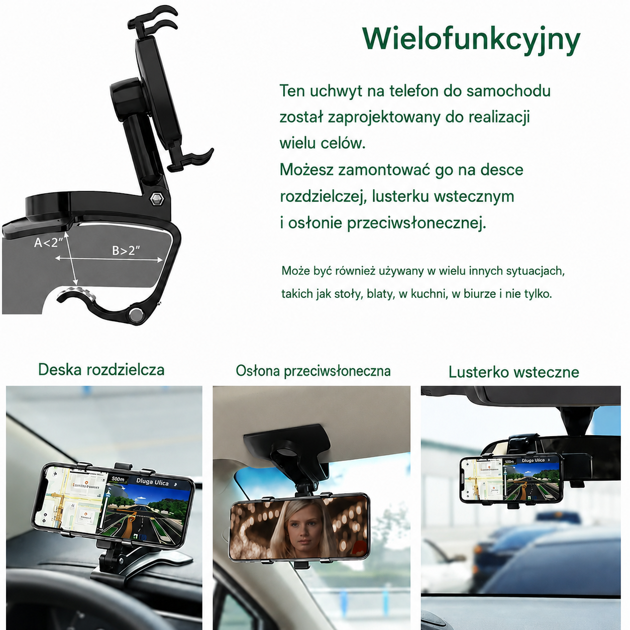 Uchwyt na telefon 360° na deskę rozdzielczą
