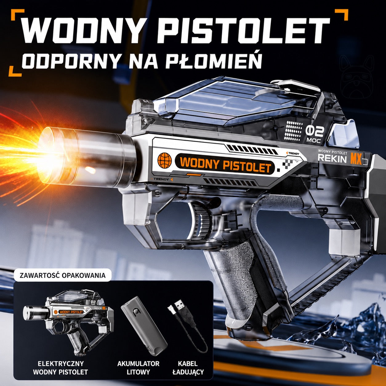 Elektryczny pistolet na wodę z efektami LED i mgły