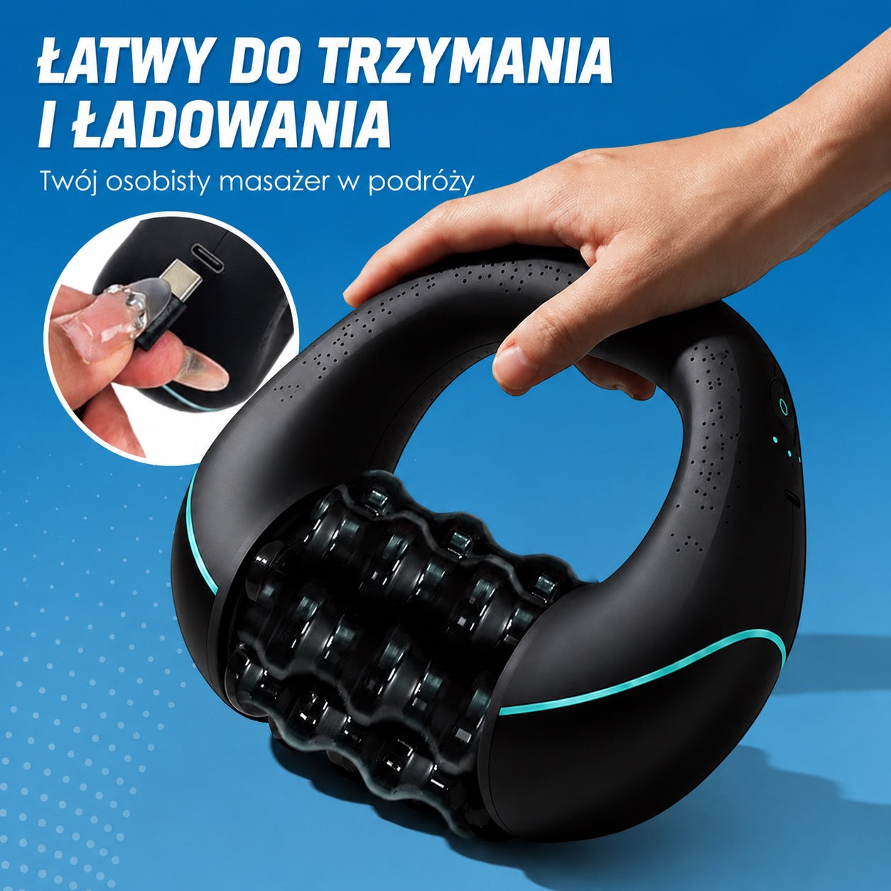 Elektryczny ręczny masażer rolkowy – Głęboki masaż ugniatający