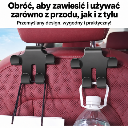Haczyk na Zagłówek z Logo Samochodu (2 Sztuki) — Solidne, oszczędzające miejsce przechowywanie toreb, zakupów i akcesoriów