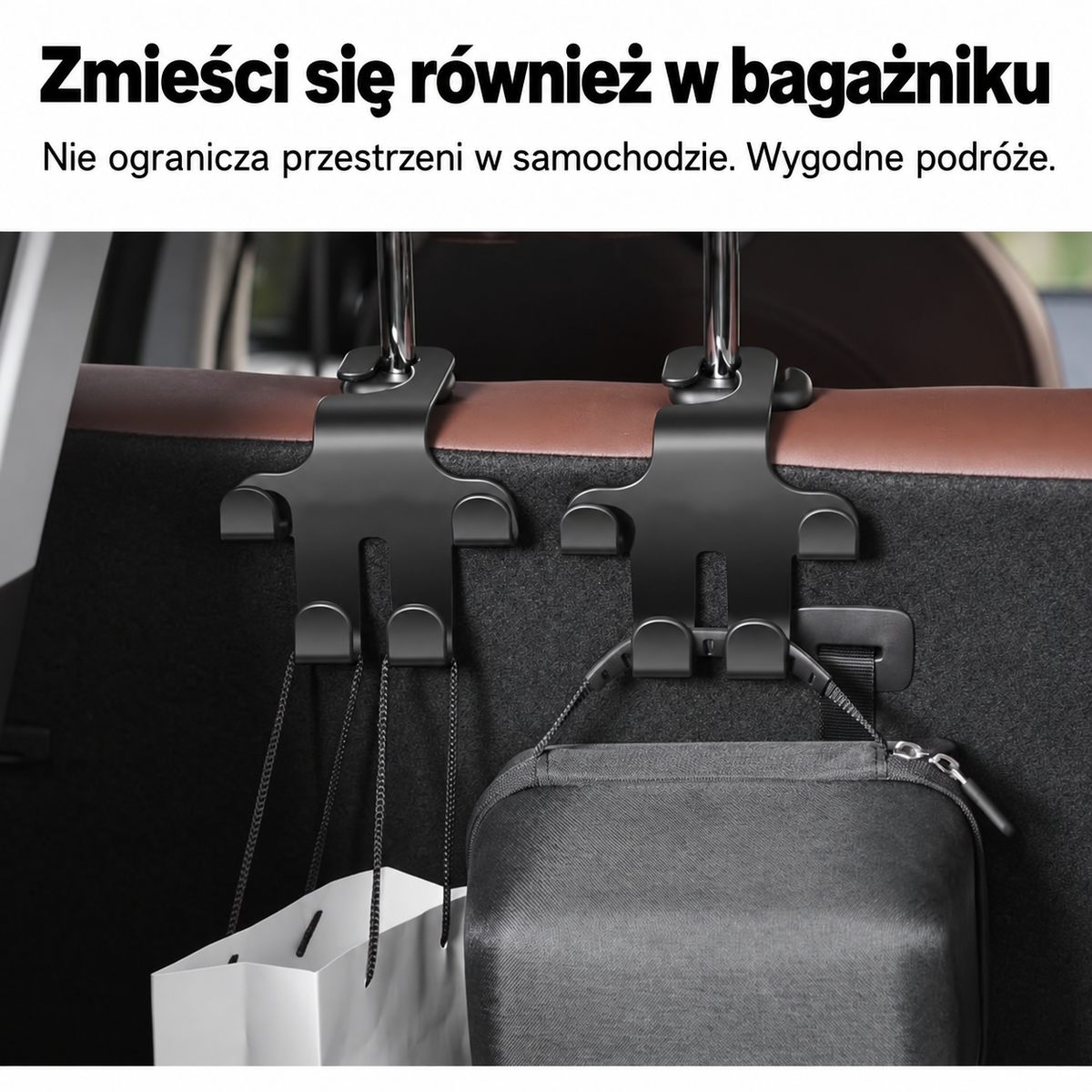 Haczyk na Zagłówek z Logo Samochodu (2 Sztuki) — Solidne, oszczędzające miejsce przechowywanie toreb, zakupów i akcesoriów